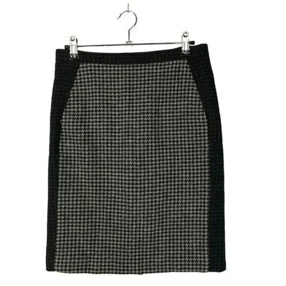 J. Crew The Pencil Skirt Charcoal Gray Houndstooth Knee Length Skirt 00 - Picture 1 of 3